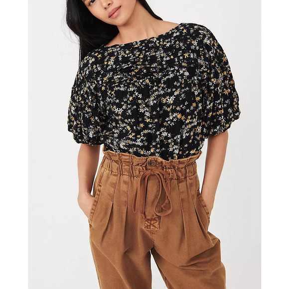 Free People Intimately Black Floral Dessa Bodysuit - Picture 1 of 15